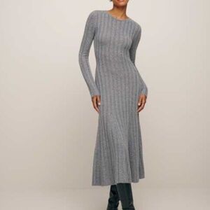 Reformation Evan Cashmere Sweater Dress Dark Grey - Size M